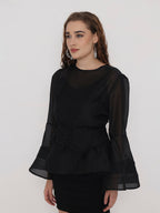 Shadow Ribbon Wrap Top