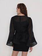Shadow Ribbon Wrap Top