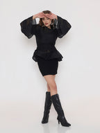 Shadow Ribbon Wrap Top
