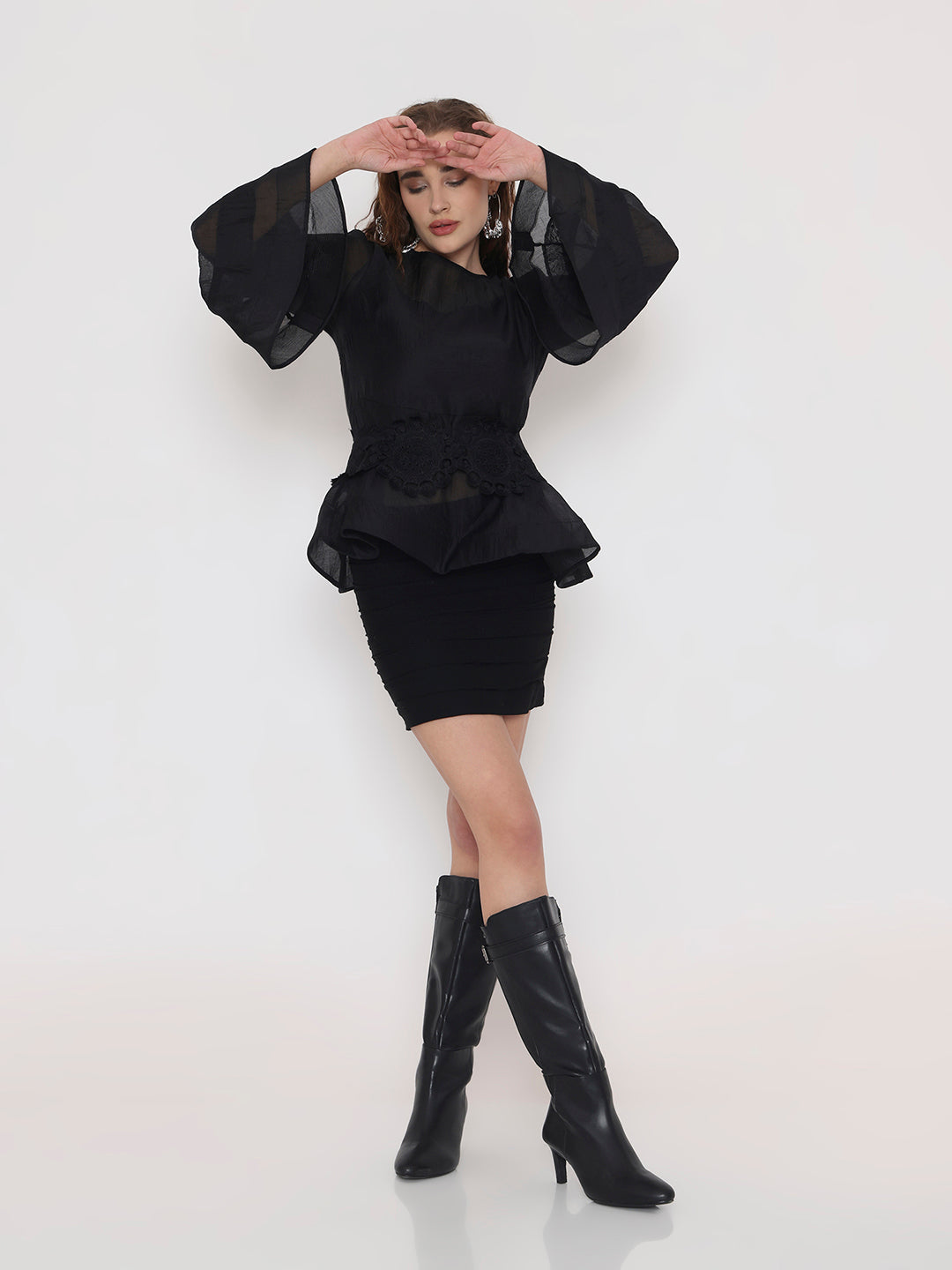Shadow Ribbon Wrap Top