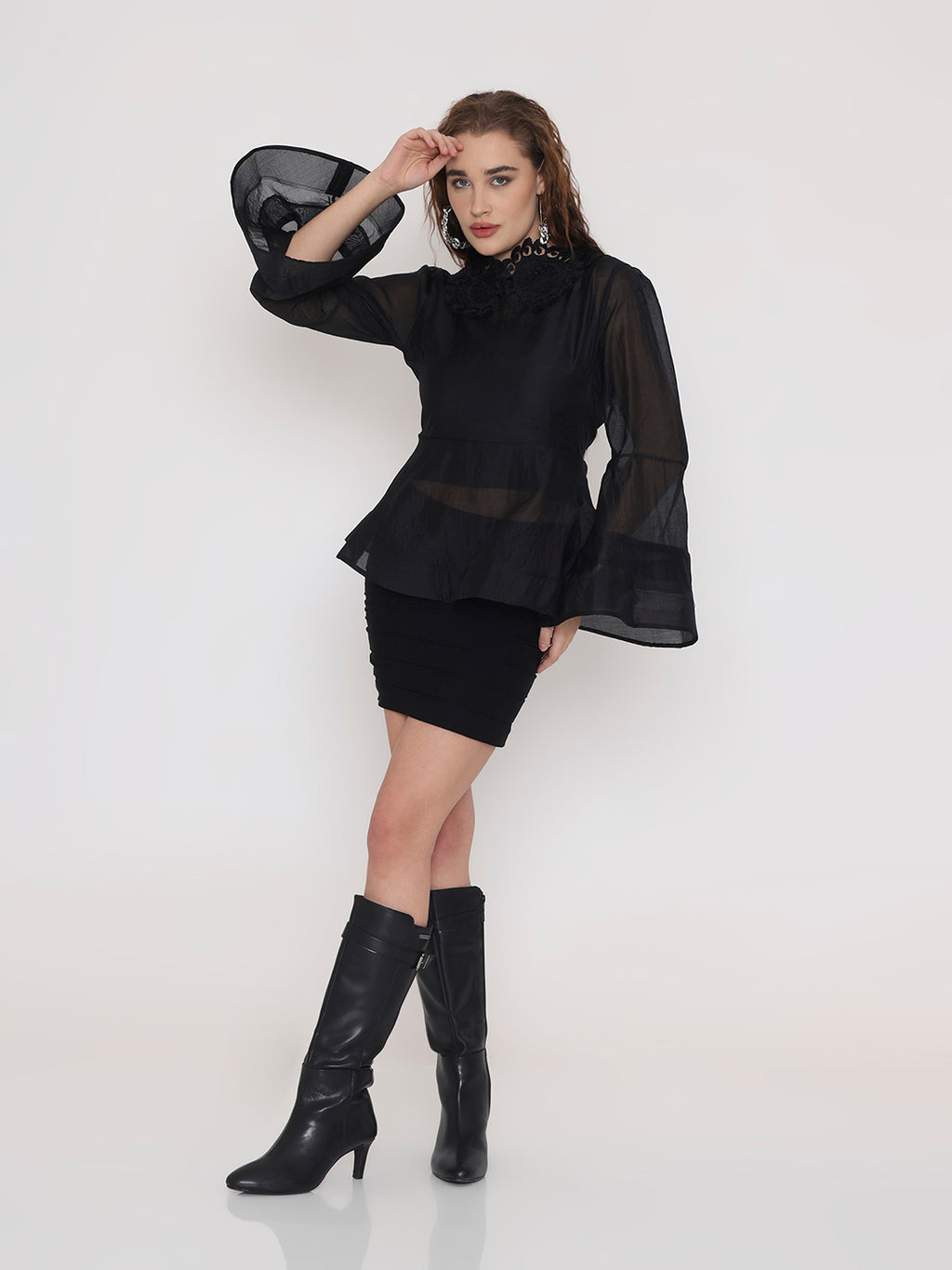 Shadow Ribbon Wrap Top