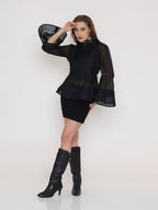 Shadow Ribbon Wrap Top