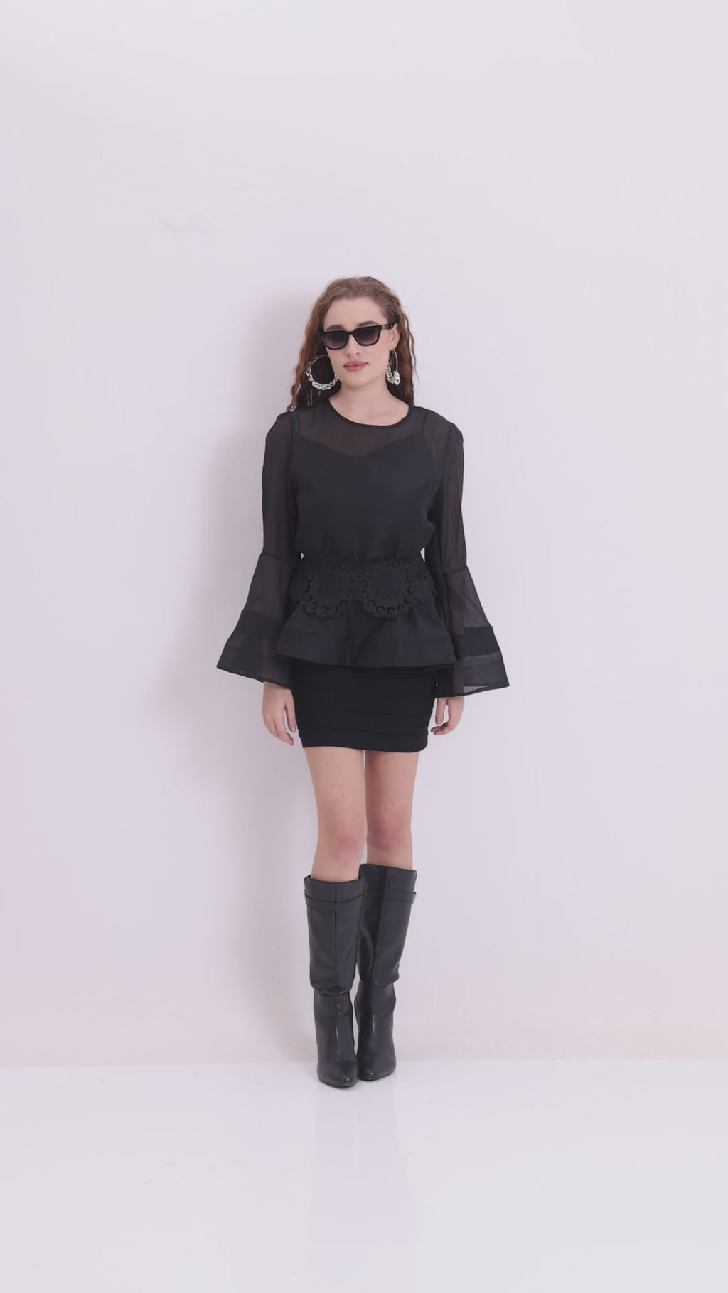 Shadow Ribbon Wrap Top