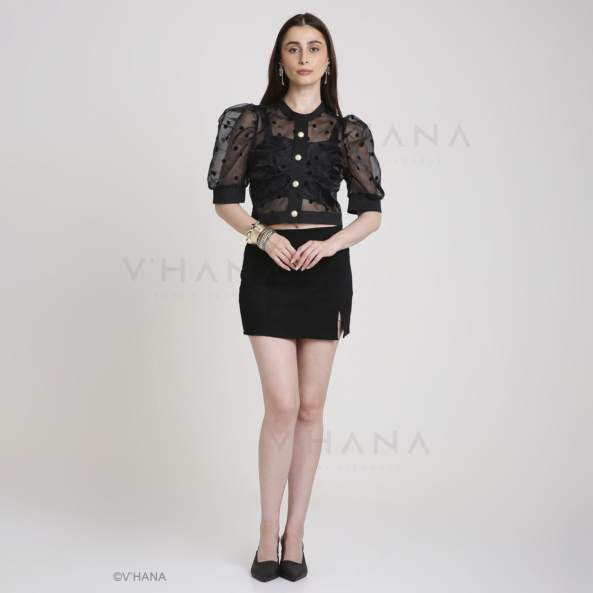 Gold Button Black Shrug FS