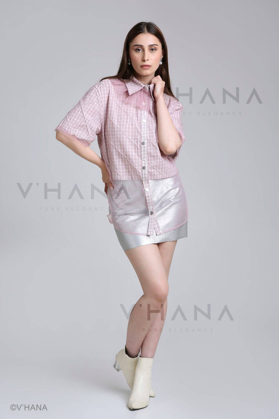 Netted Checks Shirt Pink FS